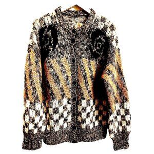 St. Moritz - Carmel By The Sea -85% Lana Wool Sweater Cardigan Size L  Geometric
